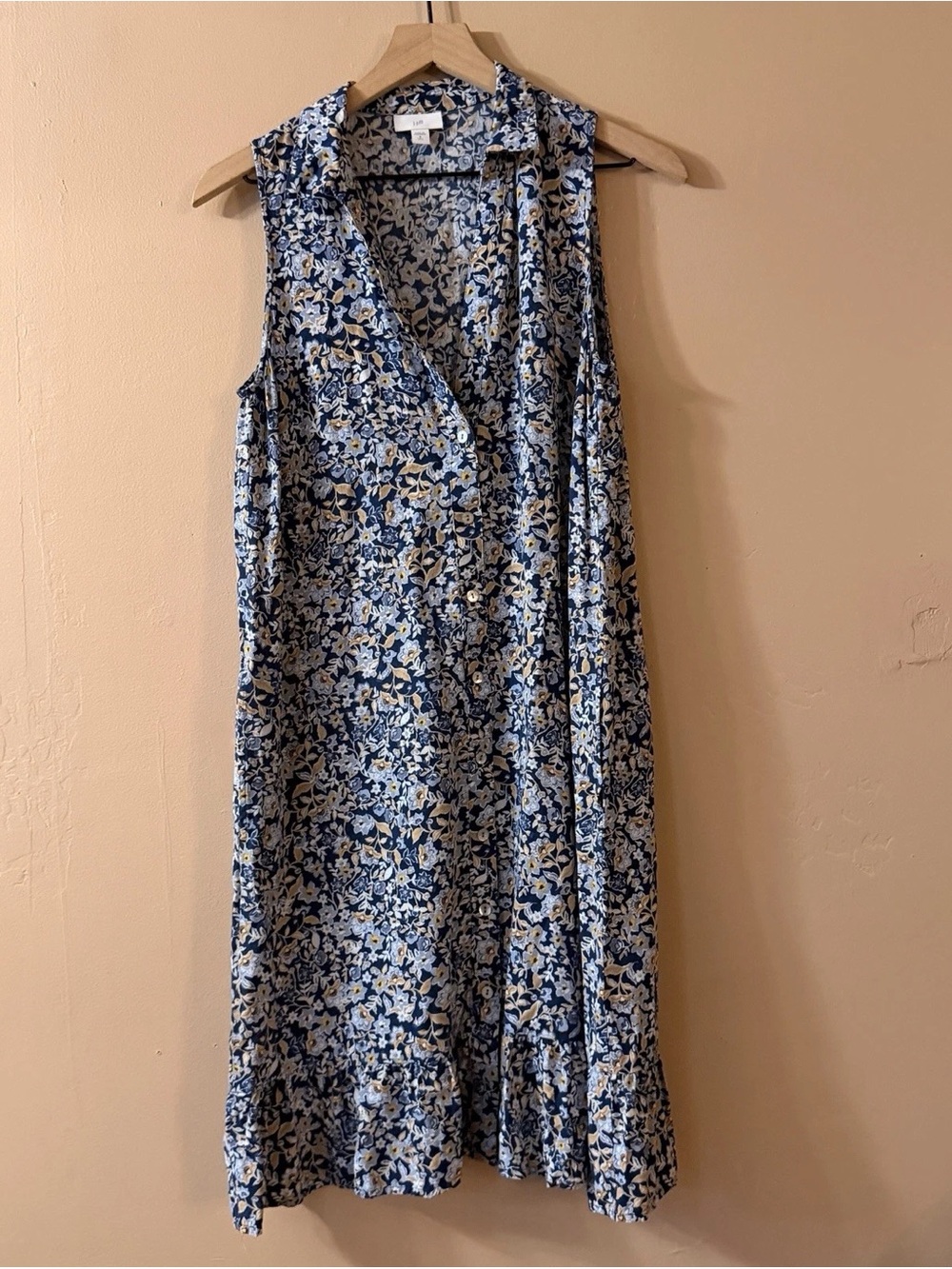J. Jill Blue and Cream Floral Maxi Dress